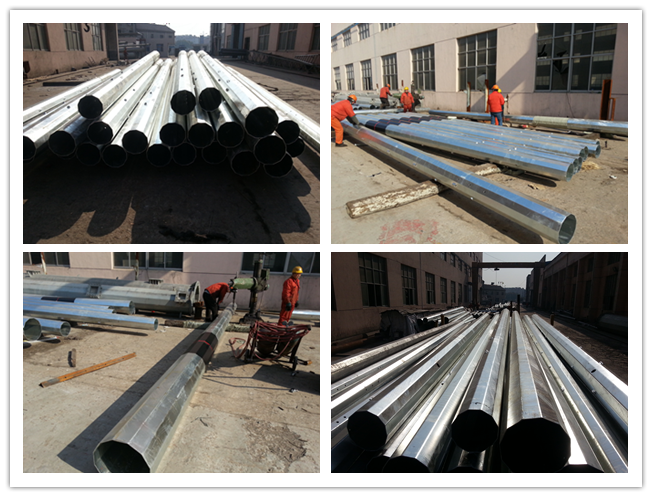 Steel Utility Galvanized Steel Transmission Poles , Shock Resistance Power Line Pole 0