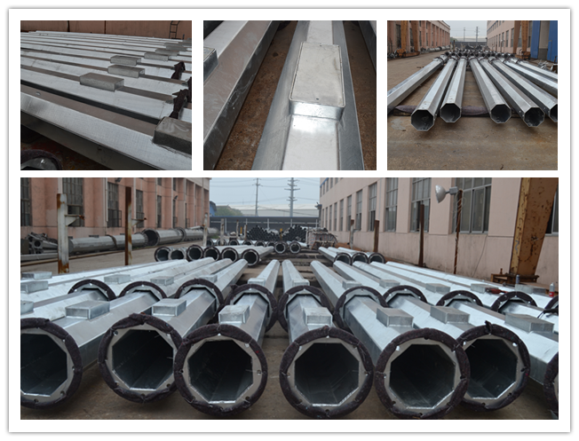 S500MC 20M Galvanized Mono Steel Utility Poles For 110 KV Power Distribution 1