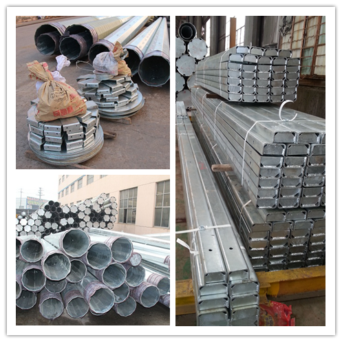 12m 350daN Electric Galvanized Steel Pole Bitumen Diameter 120mm - 280mm 1