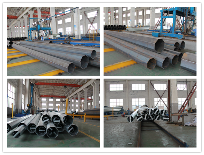 Galvanization 15m Octagonal Electrical Power Pole For 69 Kv Distribution Line 1