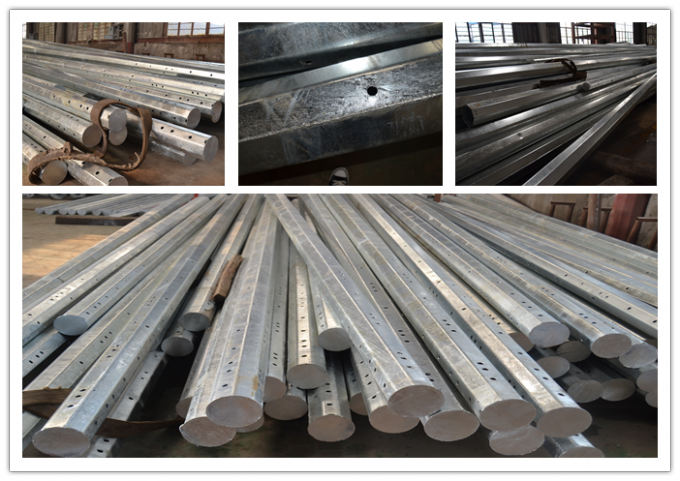 Hot Dip Galvanized Steel Power Transmission Poles 69 kv Power Distribution Pole 0