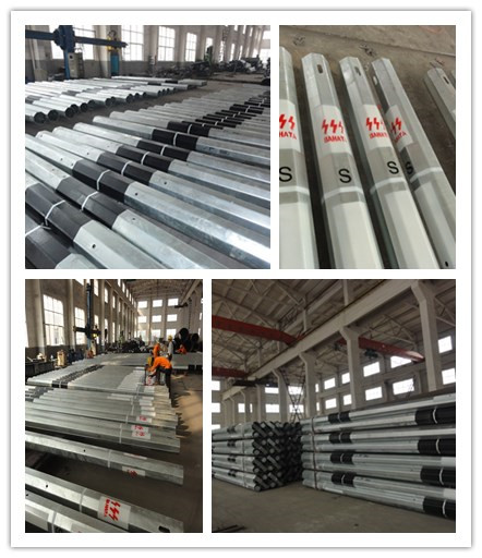 18m Gr 65 Material Tower Hot Dip Galvanized Steel Pole For 120 Kv Overhead Line 2