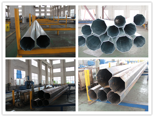 14M Hot Dip Galvanized Steel Pole For Electrical Transmission , Medium Voltage 1