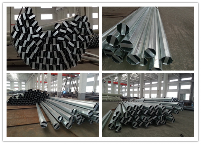 Q235 Galvanized Steel Power Pole , Electrical Transmission Line Poles 1