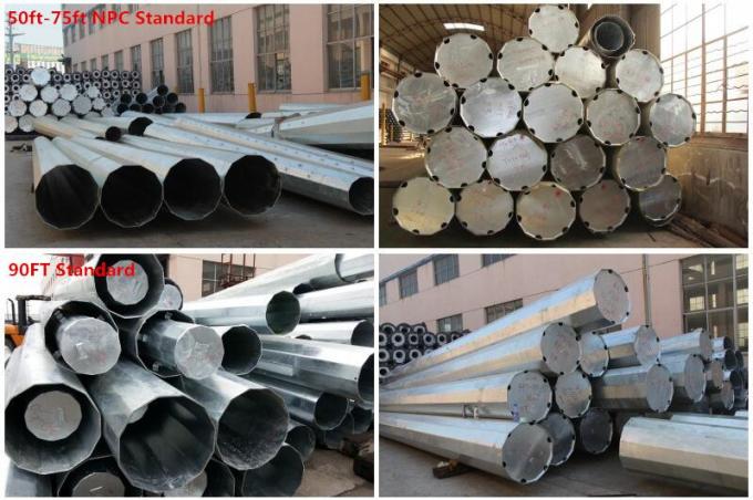 BV Certification 35M Galvanized Steel Pole 132KV Power Transmission Poles 0