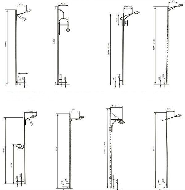 Street Lighting Single Bracket Parking Light Poles 6m Height Steel 3mm Thickness 0