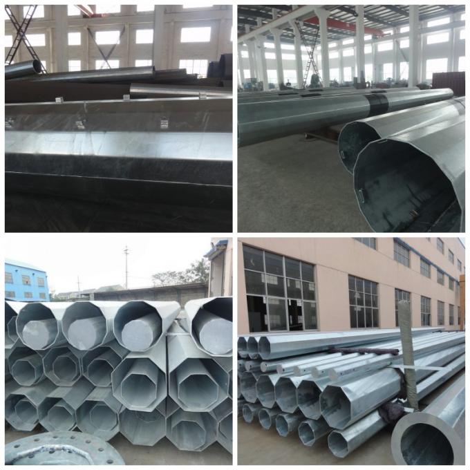 26.5M 5mm Steel Thickness Galvanized Steel Light Tension Electric Pole With Steel Channel Cross Arm 2