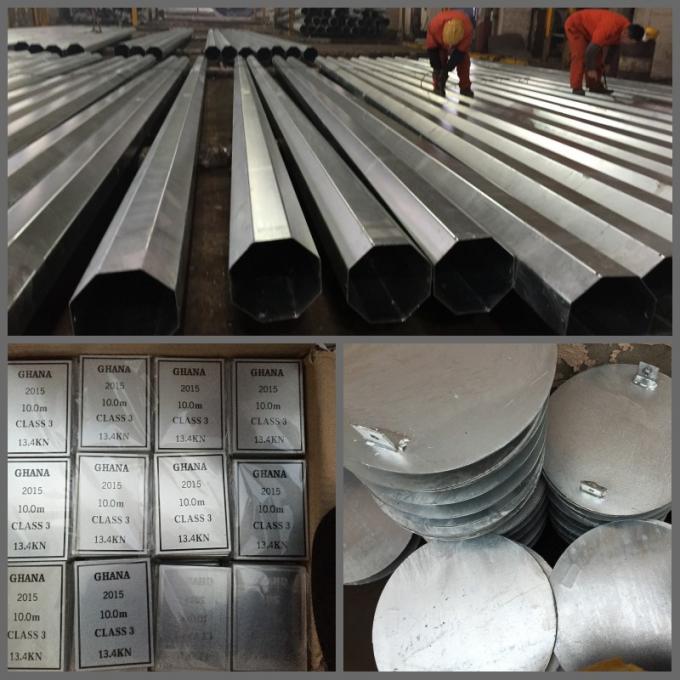 132 KV 26Mts Steel Galvanized Tubular telescopic poles with Multi Sided Bitumen 2