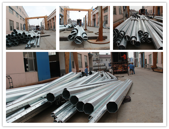 High Voltage 33kv Power Transmission Poles Double Circuit Galvanization Steel Electric 2