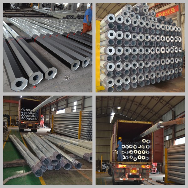 14M Hot Dip Galvanized Steel Pole For Electrical Transmission , Medium Voltage 2