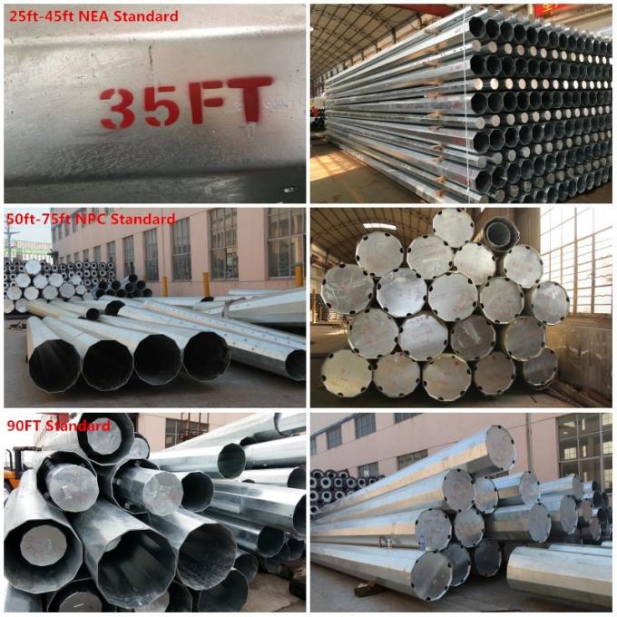 Dodecagonal 69KV Galvanized Tubular Steel Pole 95FT AWS D1.1 For Philippine 1