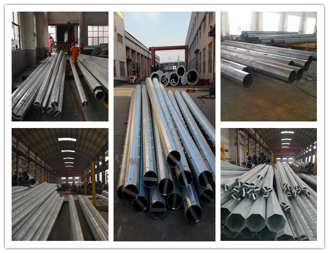 Polygonal Tubular Steel Pole Anti - Corrosive Electrical Power Line Pole 0