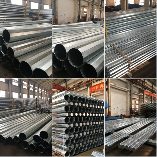 16 M Electrical Galvanised Steel Pole For 69kv Transmission Power Line 0