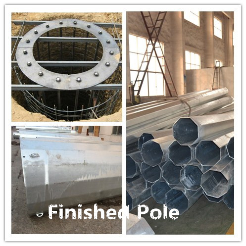 132kv Power Utility Poles Polygonal Tower Galvanized Steel Electric Pole 0