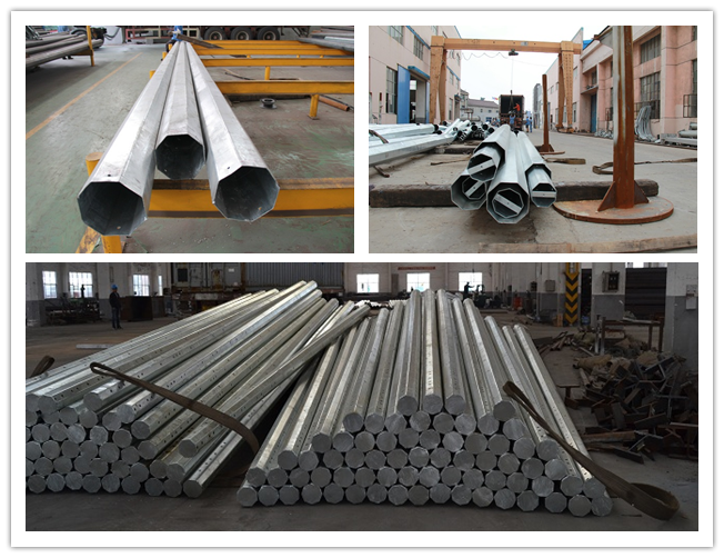 10kV Hot Dip Galvanized Electric Power Transmission Line / Tubular Steel Pole 1