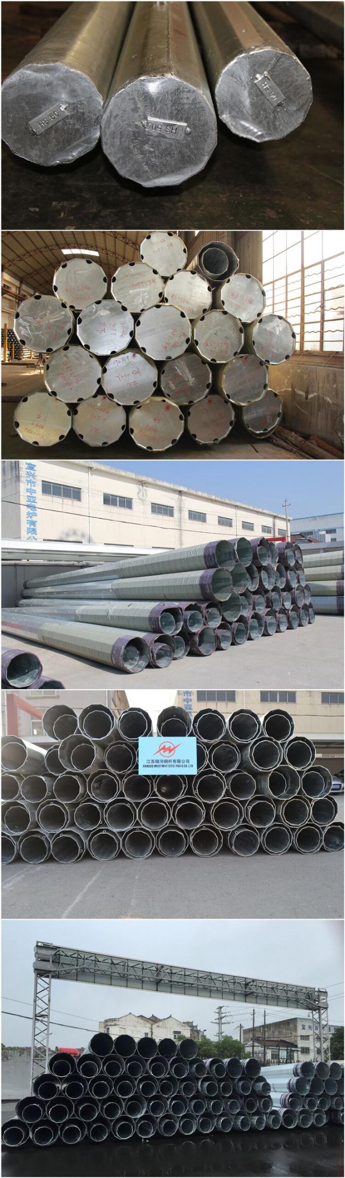 10kv - 550kv Hot Dip Galvanised Steel Pole , Electric Power Pole For Distribution Line 1