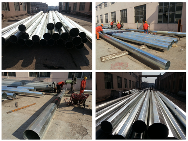 Multi Side 69 KV -132 KV Galvanized Steel Pole Tubular Steel Structures With Bitumen 0