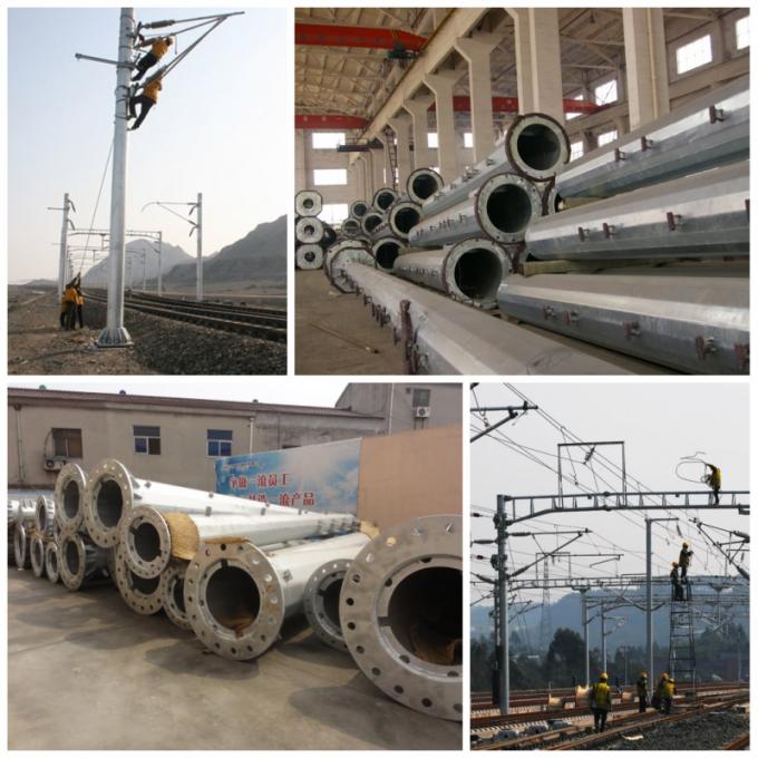 69kv - 115kv Galvanized Octagonal Electrical Power Pole With Bitumen Surface Treatment 2