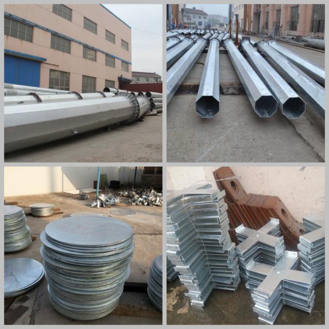 95FT NGCP Philippines Hot Dip Galvanization Steel Power Poles AWS D 1.1 0