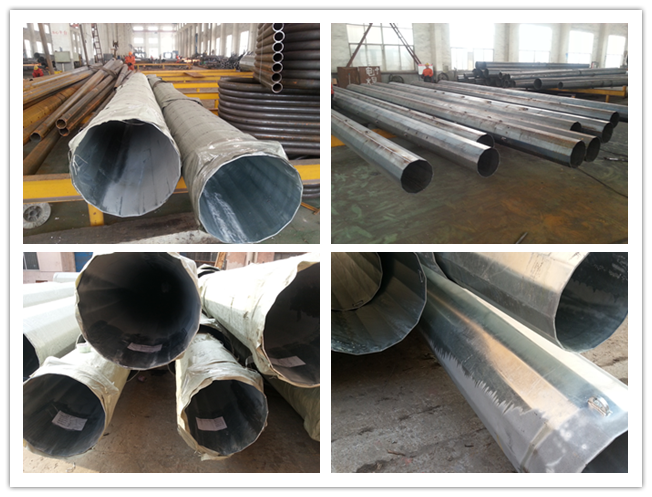 10M 130DAN 300N Hot Dip Galvanized Steel Power Transmission Poles Q235 , Q345 Material 2