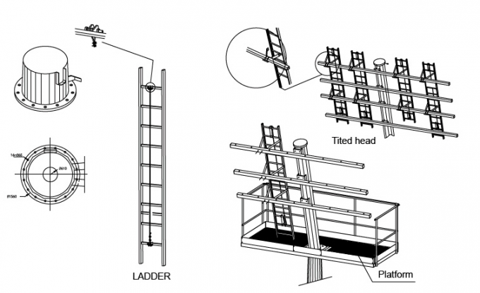 highway / Football Stadium High Mast Light Pole 30m Height 12mm Thickness 0