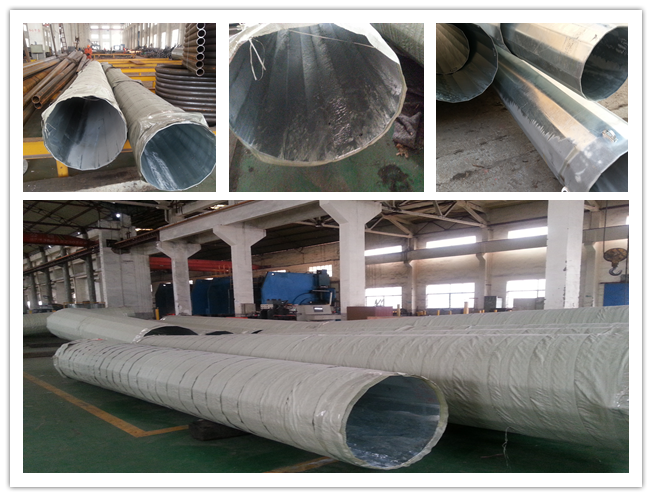 14m Conical Tubular Galvanized Steel Pole With 2.5m Length Cross Arm 1