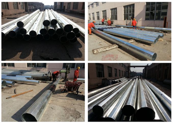 Hexagonal 15m Powder Coating Galvanized Steel Metalic Pole One Section with One Cross Arm 1