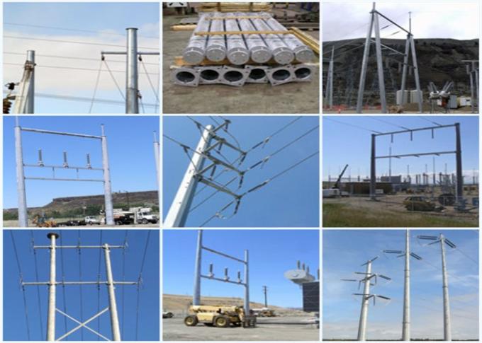 Low Voltage Overhead Tubular Power Galvanized Steel Pole For 132KV Electric Transmission Line 1