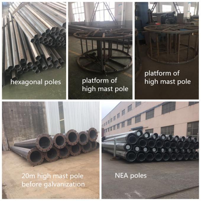 Hot Dip Galvanized Power Transmission Poles with Automatic Submerged Arc Welding Technique Durable Construction 0