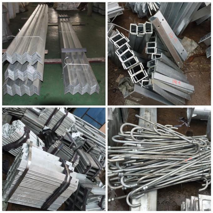 35KV Double Circuits Terminal Galvanized Power Distribution Poles 10m Height 0