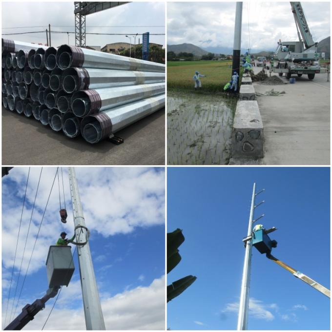 10M 130DAN 300N Hot Dip Galvanized Steel Power Transmission Poles Q235 , Q345 Material 0