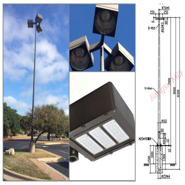 17m Galvanized Painted 400W Round Solar Philippines Street Lighting Poles Price For Road / Highway 0