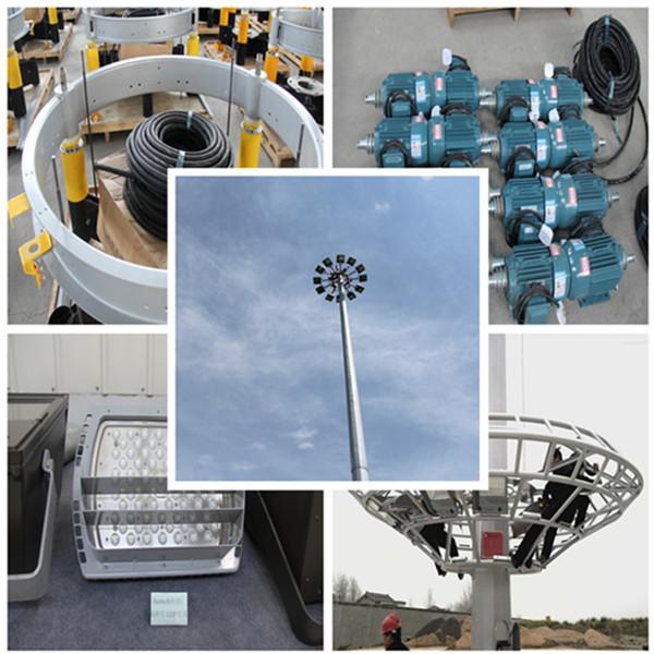 45M Galvanized Octagonal High Mast Light Pole Platform 80 nos LED Light For Stadium 1