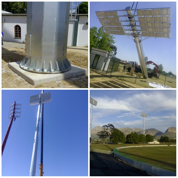 Galvanized Octagonal 45M High Mast Light Pole With Platform Bracket Arm For Stadium Lighting 1