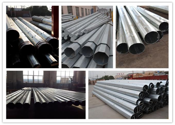 IP65 Tubular Galvanized Steel Pole For 69kv Electrical Transmission Line 0