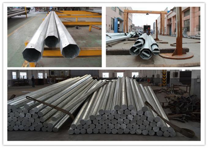 Q235 Galvanized Steel Power Pole , Electrical Transmission Line Poles 0