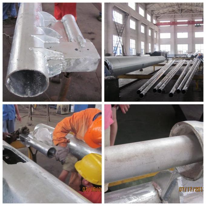 Galvanized Road Street 6M Steel Pipe Traffic Light Pole , Gr50 7M 11M Bracket Road Light Poles​ 2