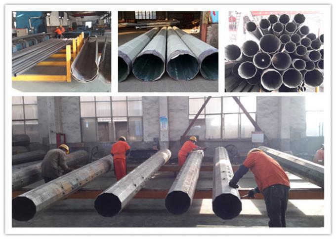 Round / Octagonal 69kv Q345 Galvanized Steel Pole Electrical Distribution Line Pole 1