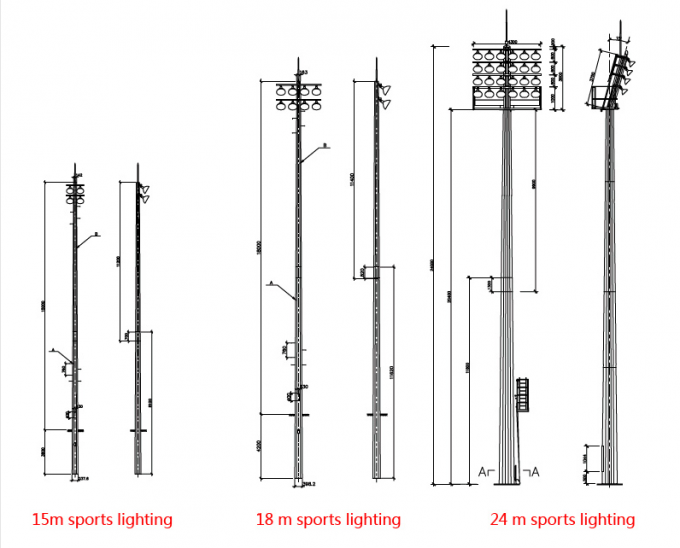 30m Outdoor Galvanized High Mast Light Pole For Football Stadium​ 2
