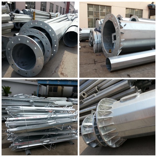 ASTM A36gr50 Electrical Galvanized Steel Pole Transmission Line Galvanized Hex Steel Poles 2