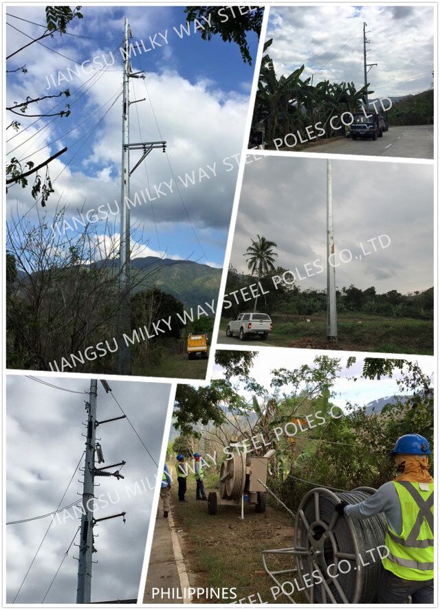 Electrical 36M 24KN HDG Steel Mono Pole Tower Mobile Communication Design 0