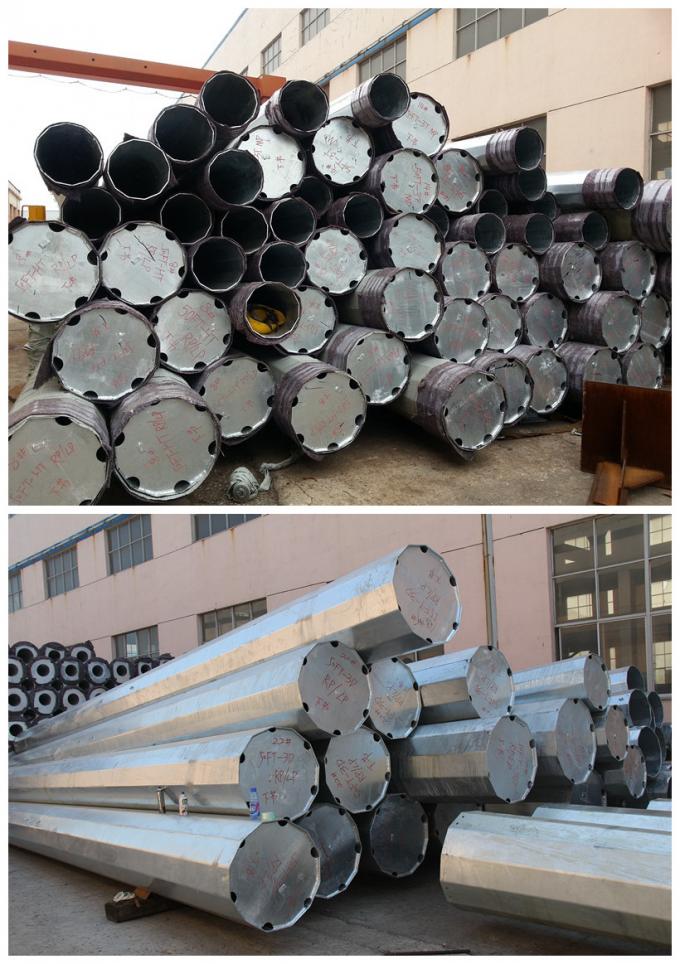 Round / Conical 69kv 50 Feet Power Distribution Poles , Steel Transmission Poles 0