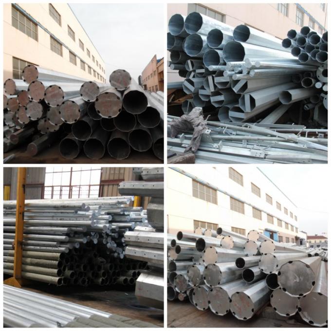 Round / Conical 69kv 50 Feet Power Distribution Poles , Steel Transmission Poles 1
