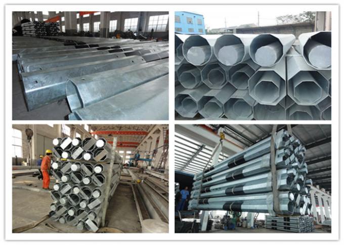 Electricity Metal Utility Poles , Galvanized Steel Pole For Power Transmission Line 0