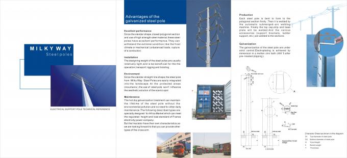 75ft 4mm Q235 Hdg Electric Power Pole Polygonal Double Cross Arm Iso Certification 1