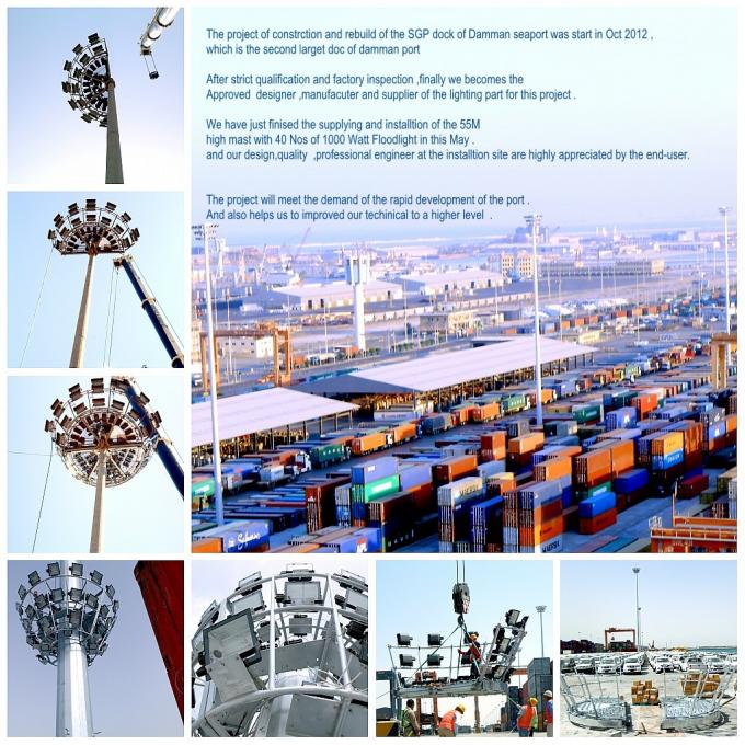 6-15m Galvanized Steel High Mast Light Pole , Outdoor Lighting Pole For Damman Seaport 0