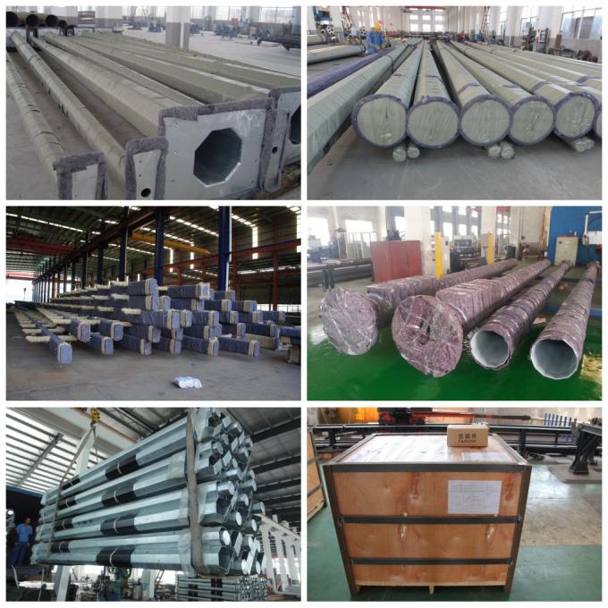 Famous Project Hot Dip Galvanized Metal Light Pole , White Coating Light Steel Pole 2