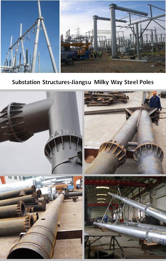 86 Micron Galvanization Thickness Steel Transmission Poles For Electrical Line Project 1