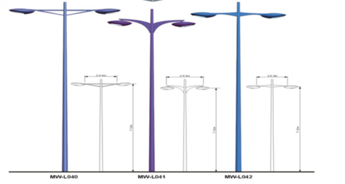 12 M 3.5mm Double Arm Street Light Poles , Steel Tubular Pole 15 Years Warrenty 2