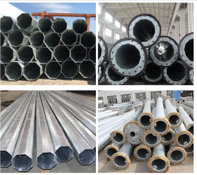 1-30mm Polygonal Steel Power Pole Hot - Dip Galvanization 30 Years Warrenty 1